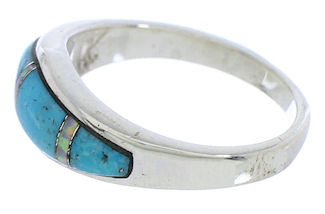 Southwestern Turquoise Opal Silver Ring Size 7-3/4 EX51048
